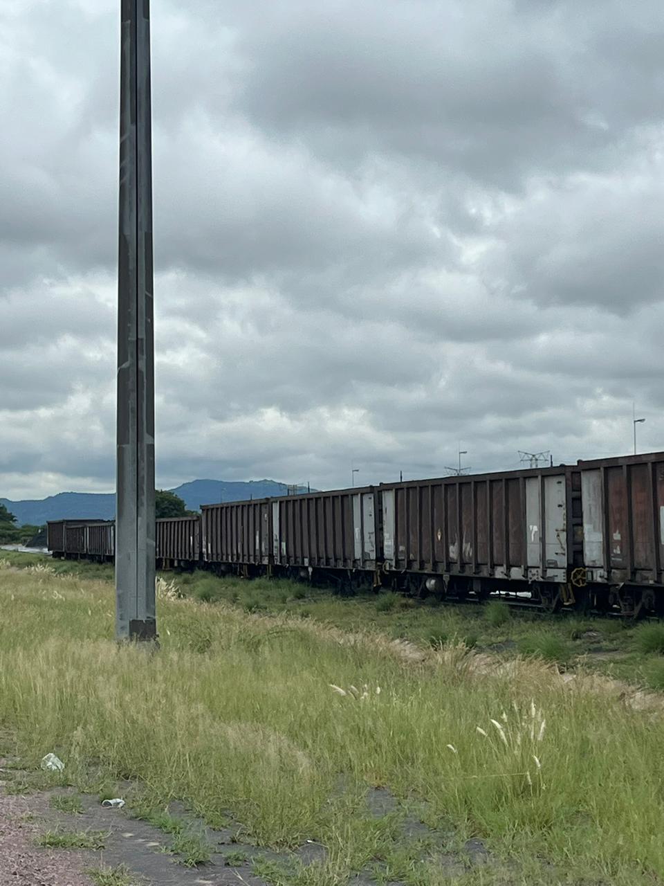 Loaded wagon rake standing at the siding