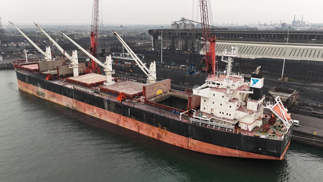 Bulk carrier loading at berth